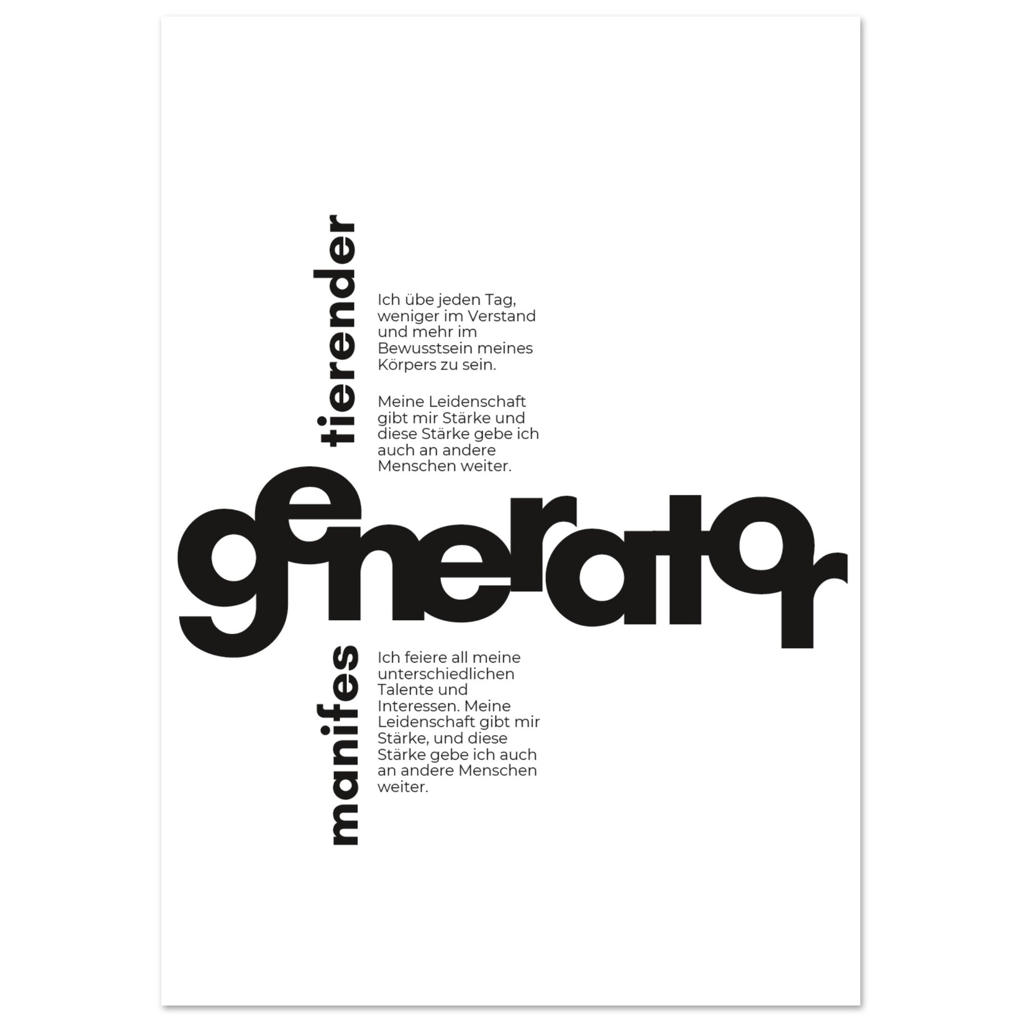 Human Design Poster MANIFESTIERENDER GENERATOR - Black & White